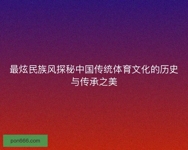 最炫民族风探秘中国传统体育文化的历史与传承之美